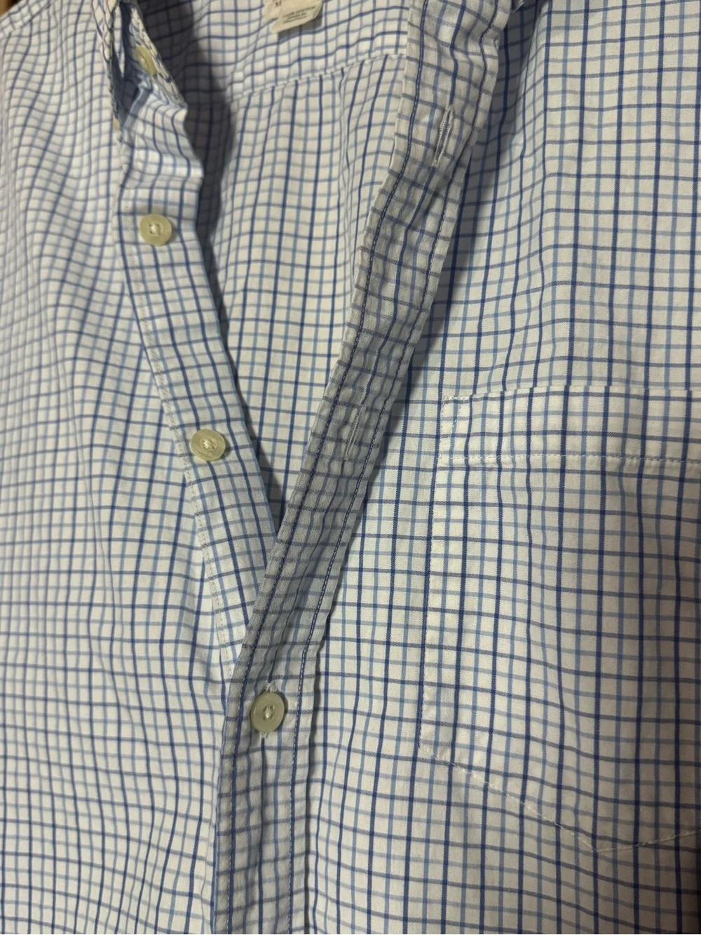 J. Crew Men's Light Blue and White Check Button-Down Shirt - Size M